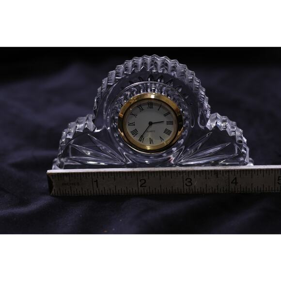 Crystal, Glass, Table Clock, Mantel Clock, Roman Numerals, ~ 250724-WH 1326 - Picture 3 of 3